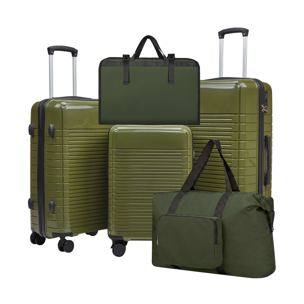 Foldable Rolling Luggage Bag - 5 Piece PP Hard Shell Luggage