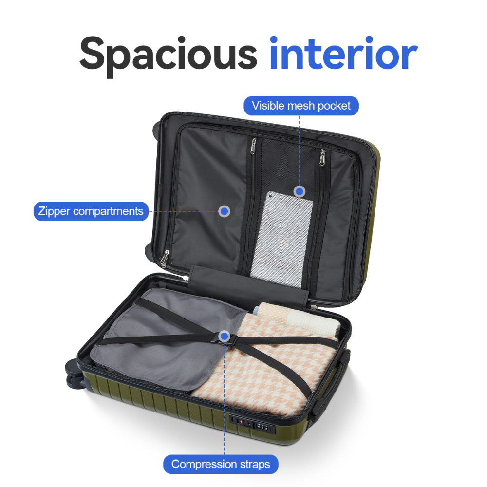 5 Piece PP Hard Shell Luggage  - Foldable Rolling Luggage Bag 评论和价格
